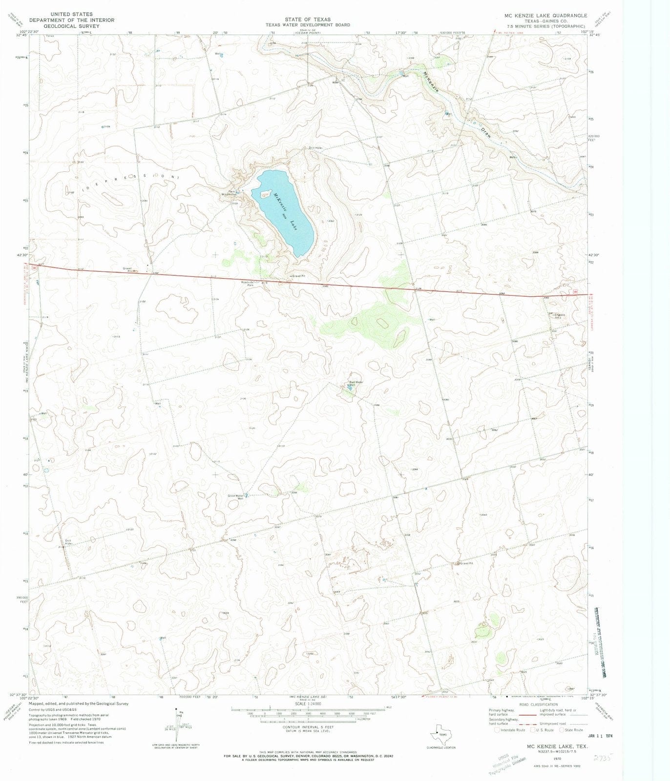 1970 McKenzie Lake, TX - Texas - USGS Topographic Map v3