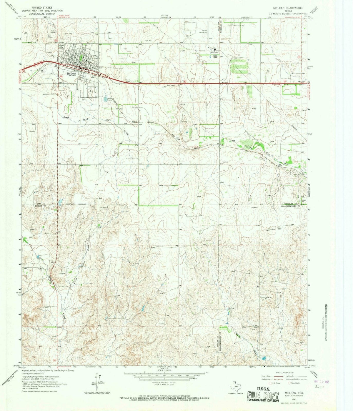 1963 McLean, TX - Texas - USGS Topographic Map