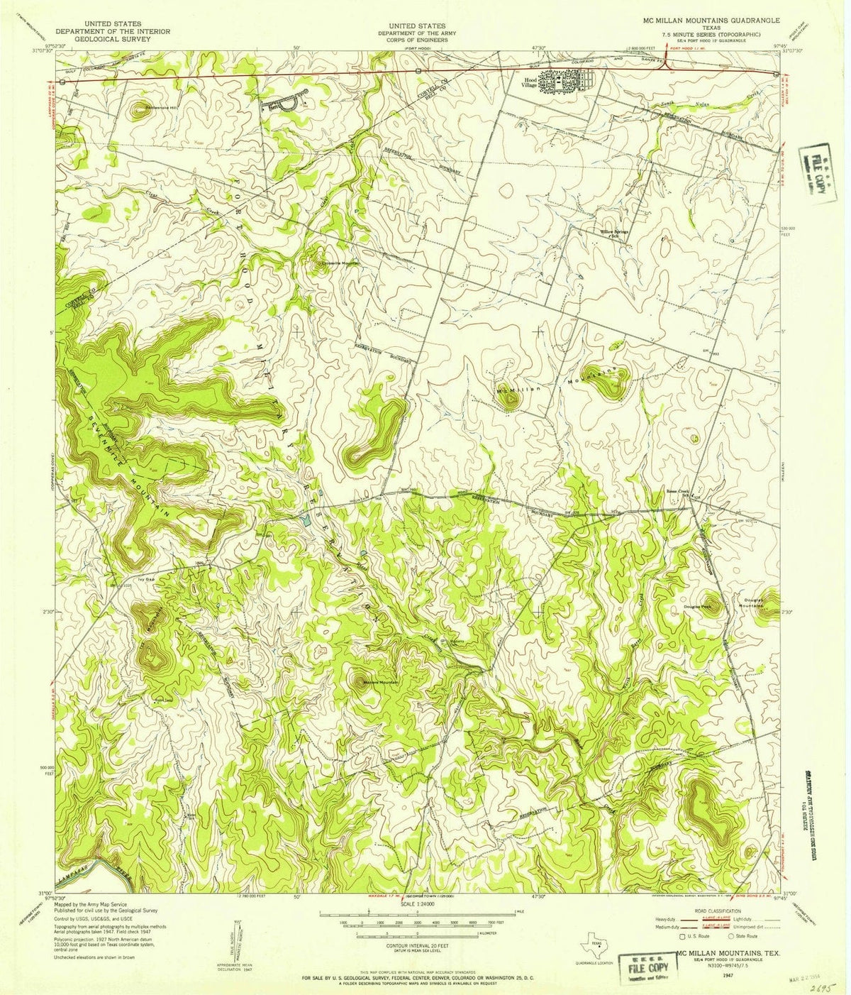 1947 Mcmillan Mountains, TX - Texas - USGS Topographic Map