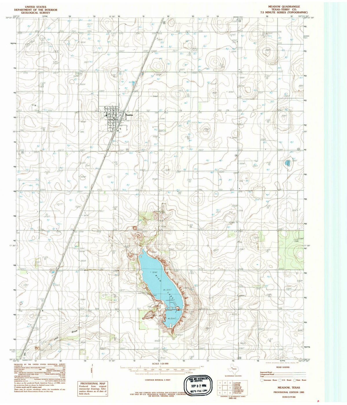 1985 Meadow, TX - Texas - USGS Topographic Map
