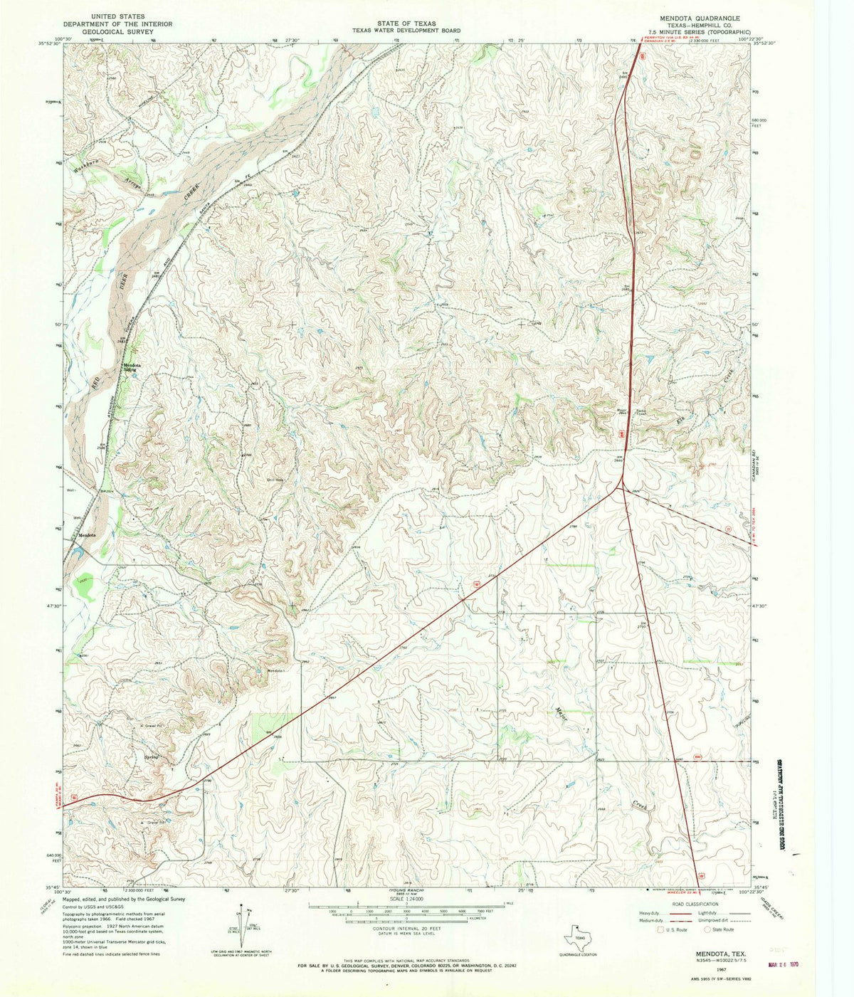 1967 Mendota, TX - Texas - USGS Topographic Map