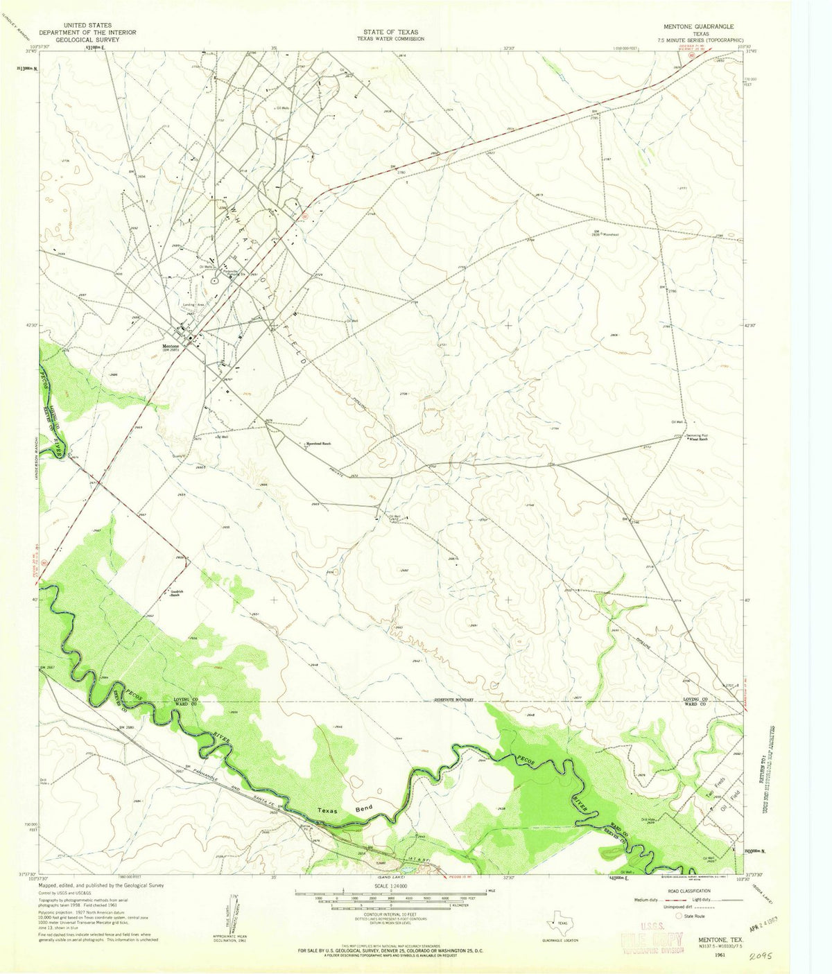 1961 Mentone, TX - Texas - USGS Topographic Map