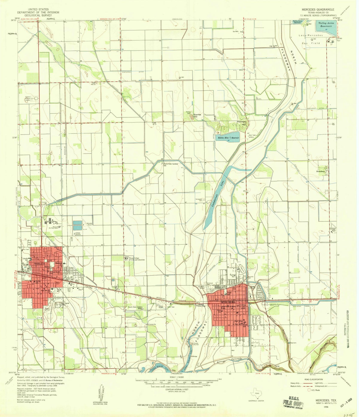 1956 Mercedes, TX - Texas - USGS Topographic Map
