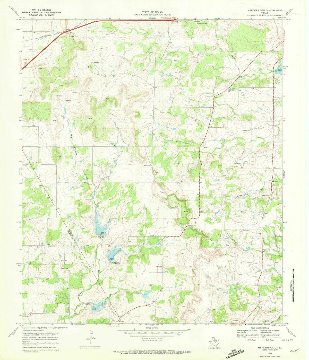 1969 Mercers Gap, TX - Texas - USGS Topographic Map