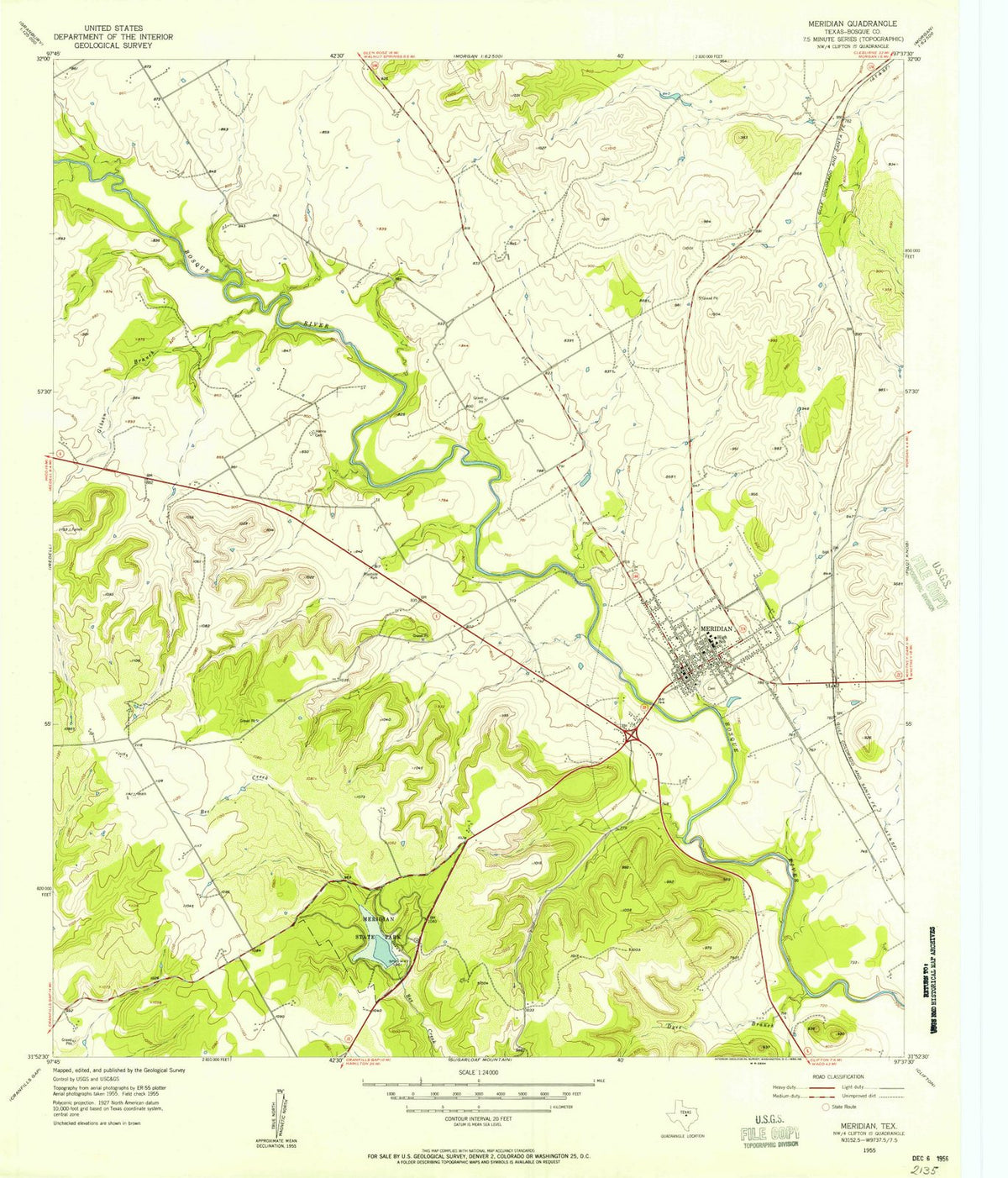 1955 Meridian, TX - Texas - USGS Topographic Map