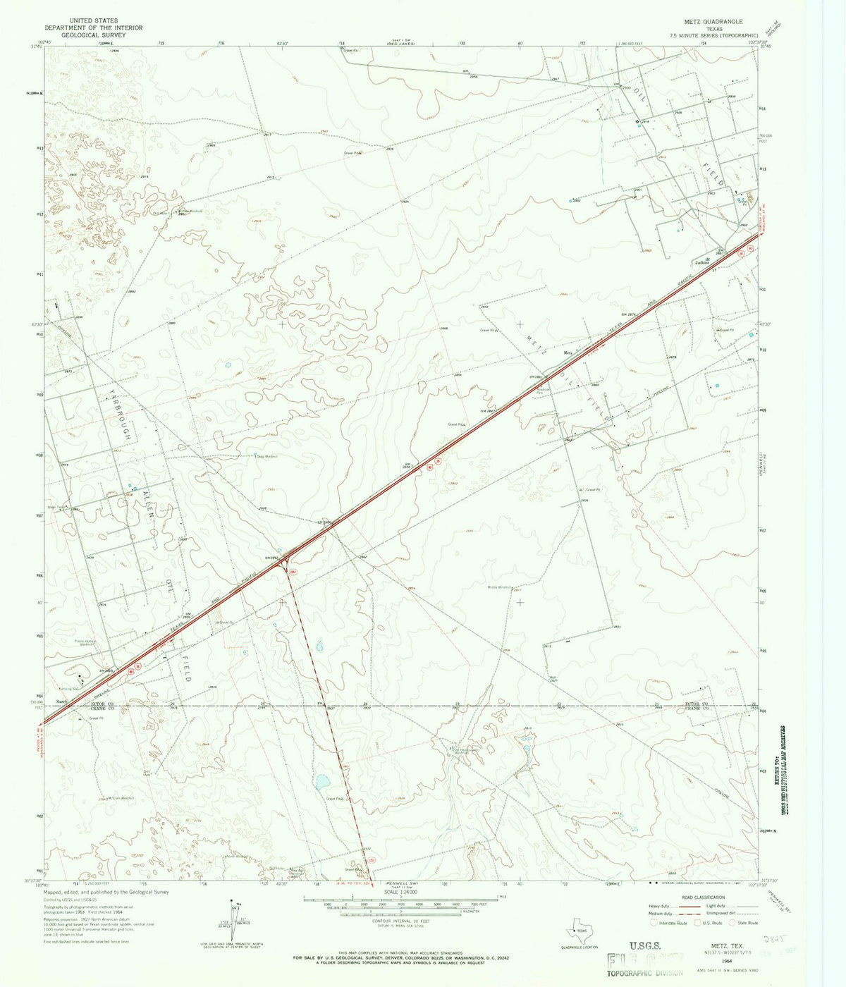 1964 Metz, TX - Texas - USGS Topographic Map