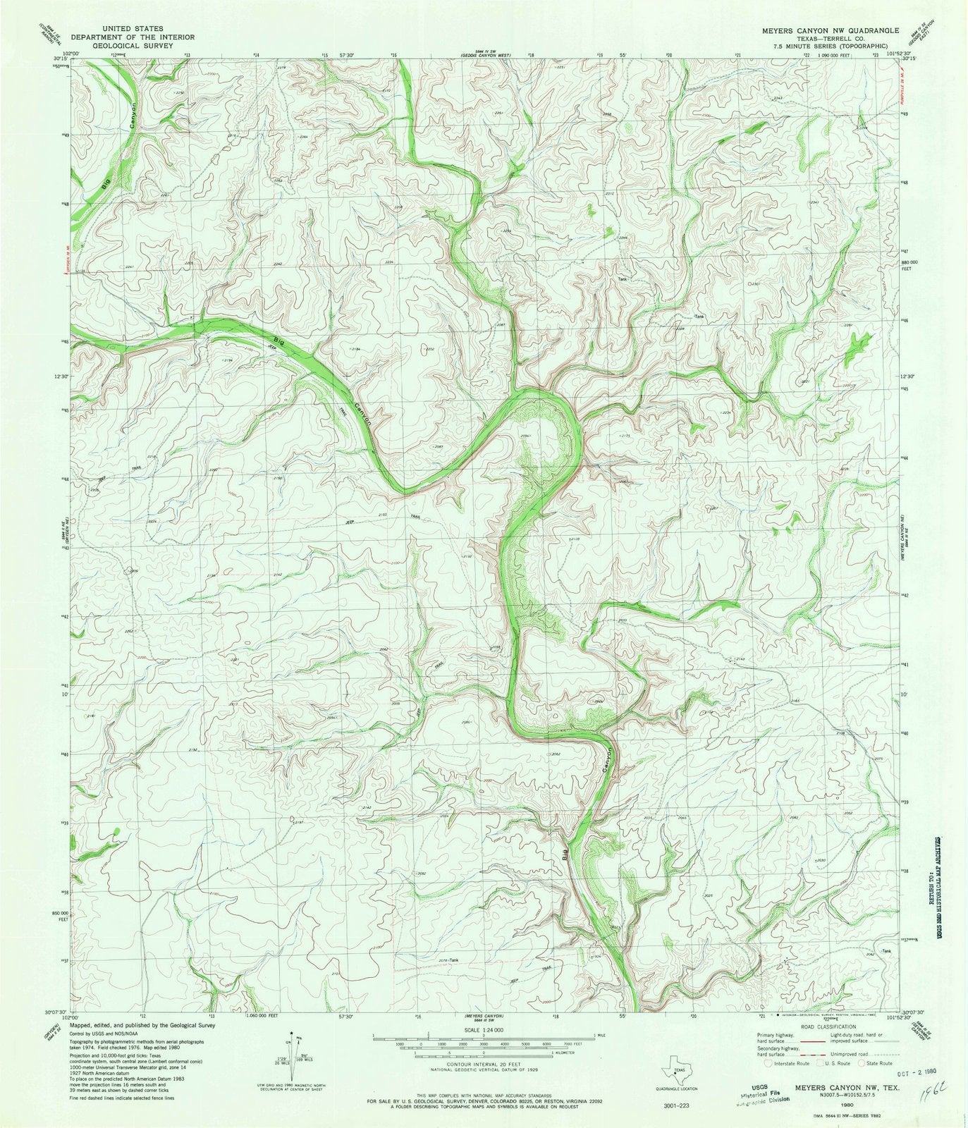 1980 Canyon, TX - Texas - USGS Topographic Map v3