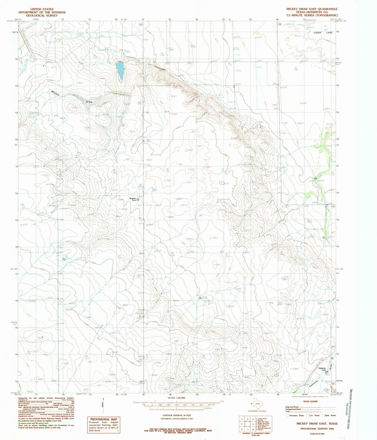 1984 Mickeyraw East, TX - Texas - USGS Topographic Map