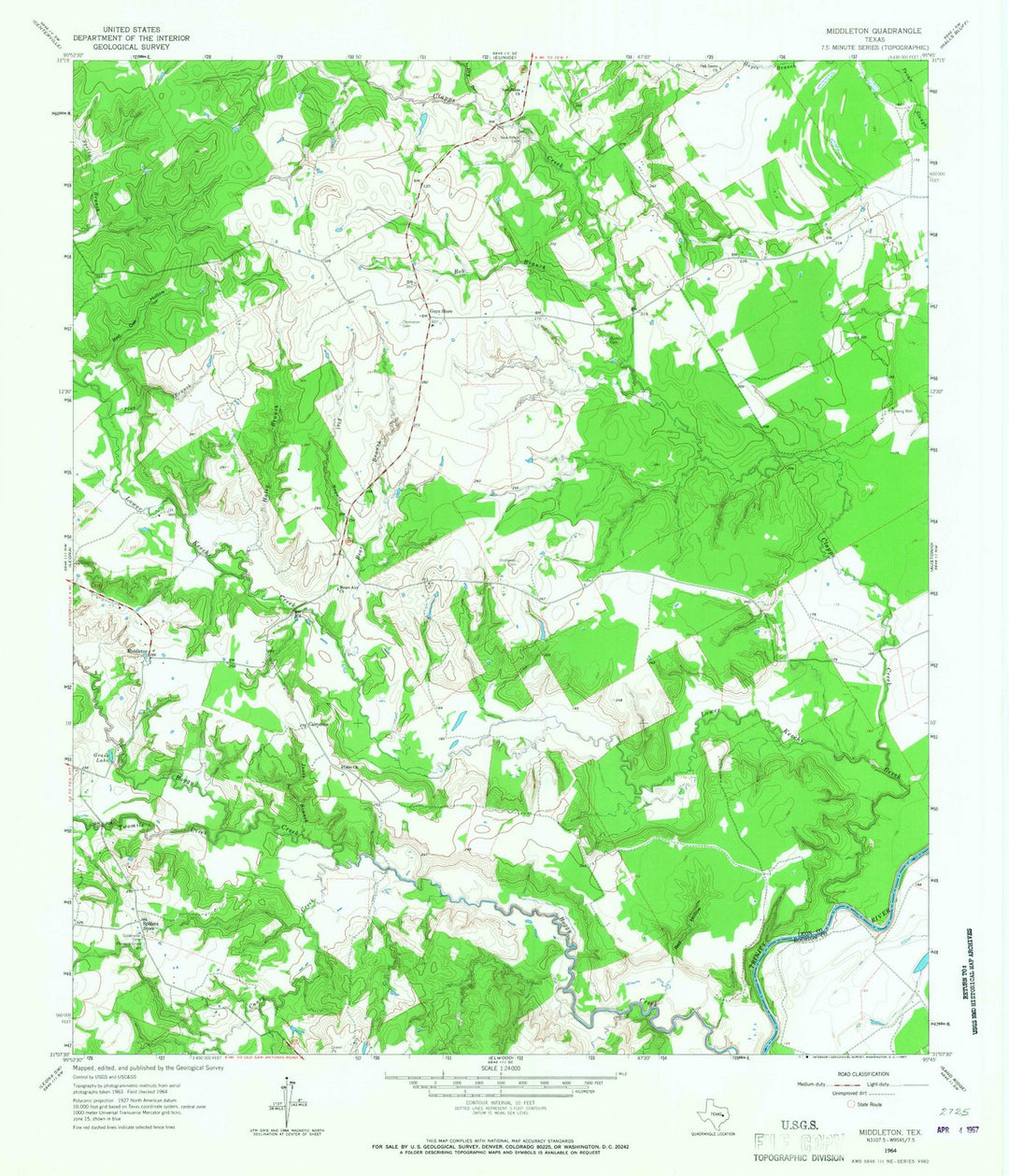 1964 Middleton, TX - Texas - USGS Topographic Map