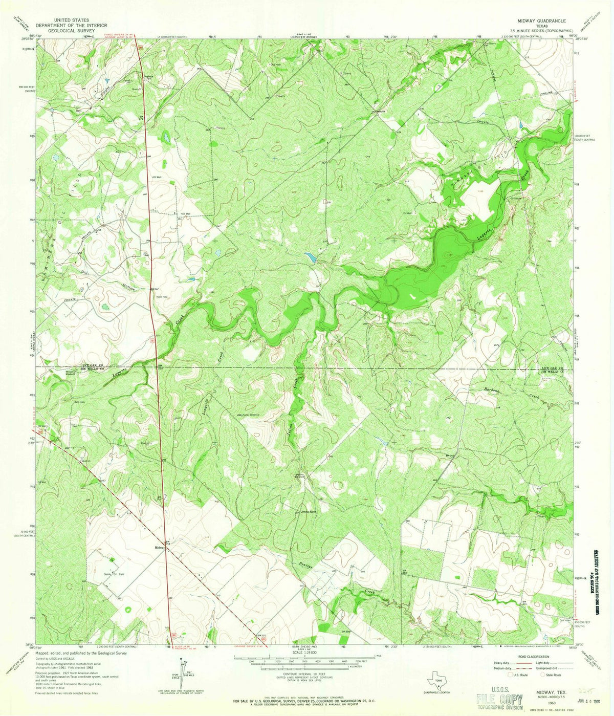 1963 Midway, TX - Texas - USGS Topographic Map