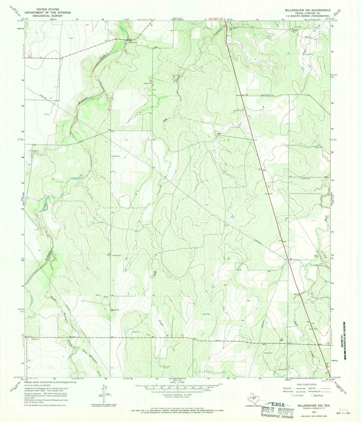 1967 Millersview, TX - Texas - USGS Topographic Map