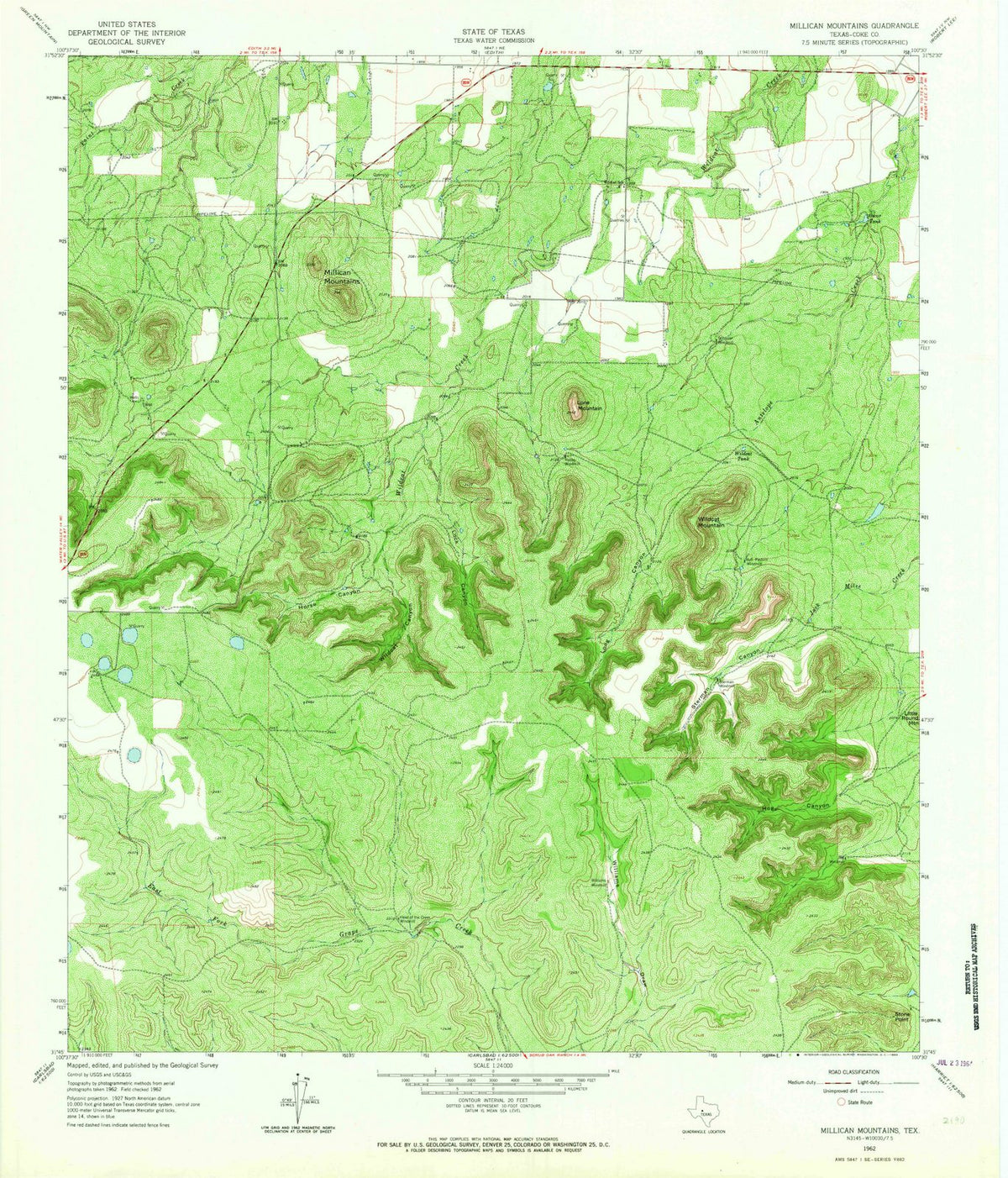 1962 Millican Mountains, TX - Texas - USGS Topographic Map