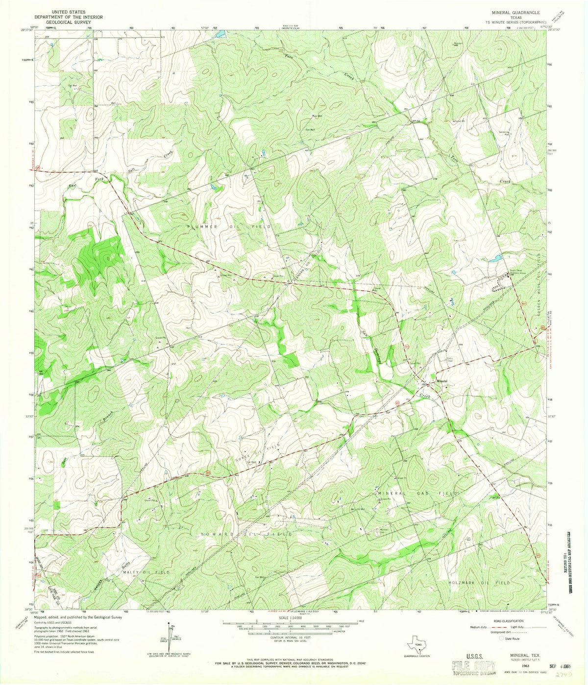 1963 Mineral, TX - Texas - USGS Topographic Map