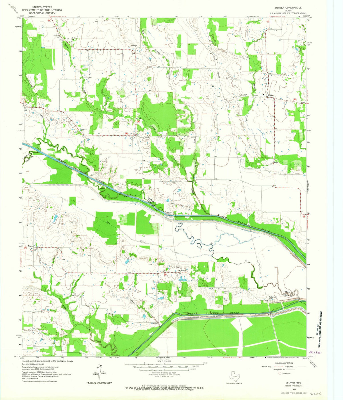 1963 Minter, TX - Texas - USGS Topographic Map