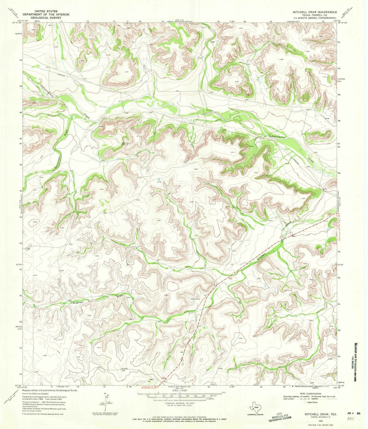 1969 Mitchellraw, TX - Texas - USGS Topographic Map