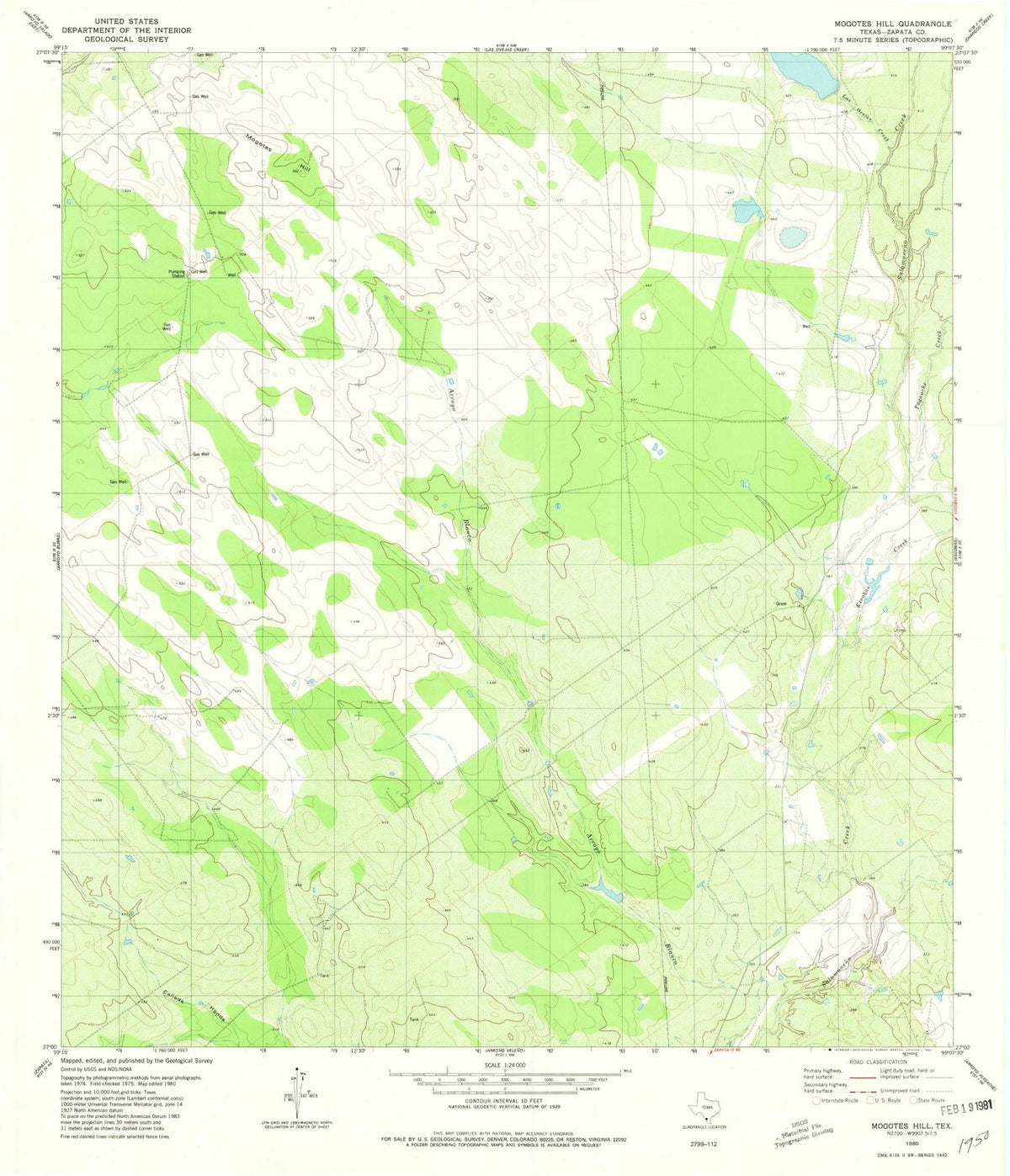 1980 Mogotes Hill, TX - Texas - USGS Topographic Map