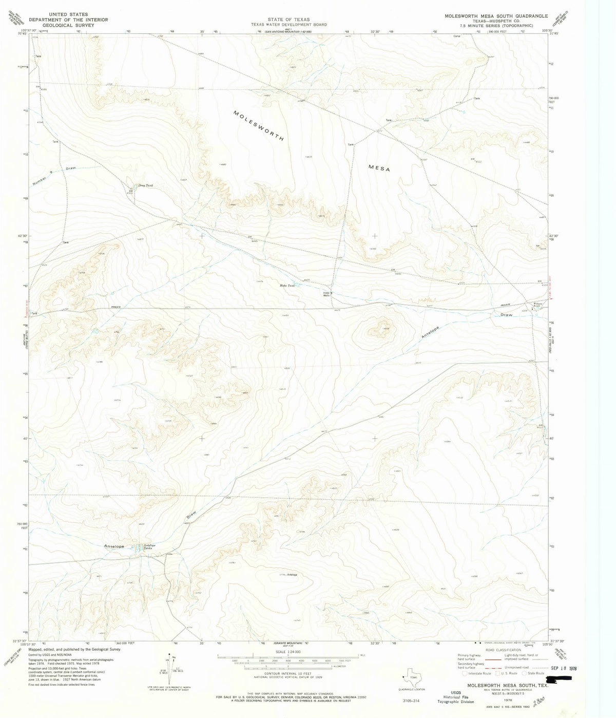 1978 Molesworth Mesa South, TX - Texas - USGS Topographic Map