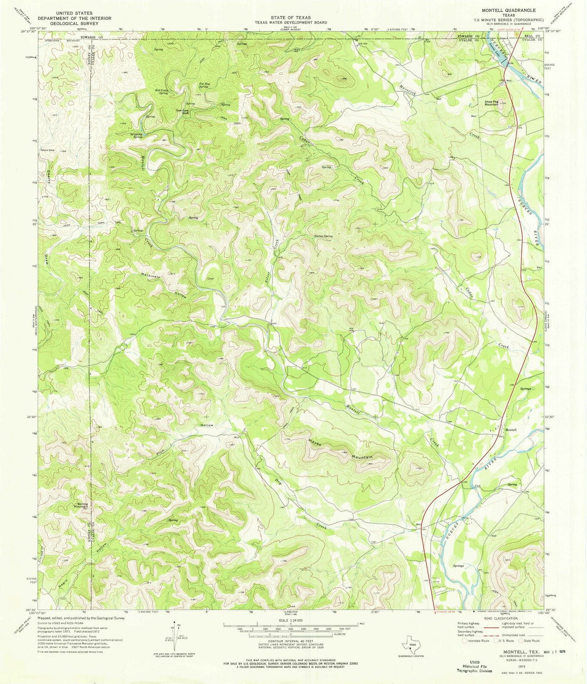 1973 Montell, TX - Texas - USGS Topographic Map