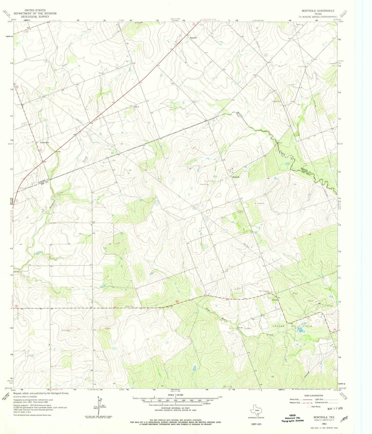 1963 Monteola, TX - Texas - USGS Topographic Map