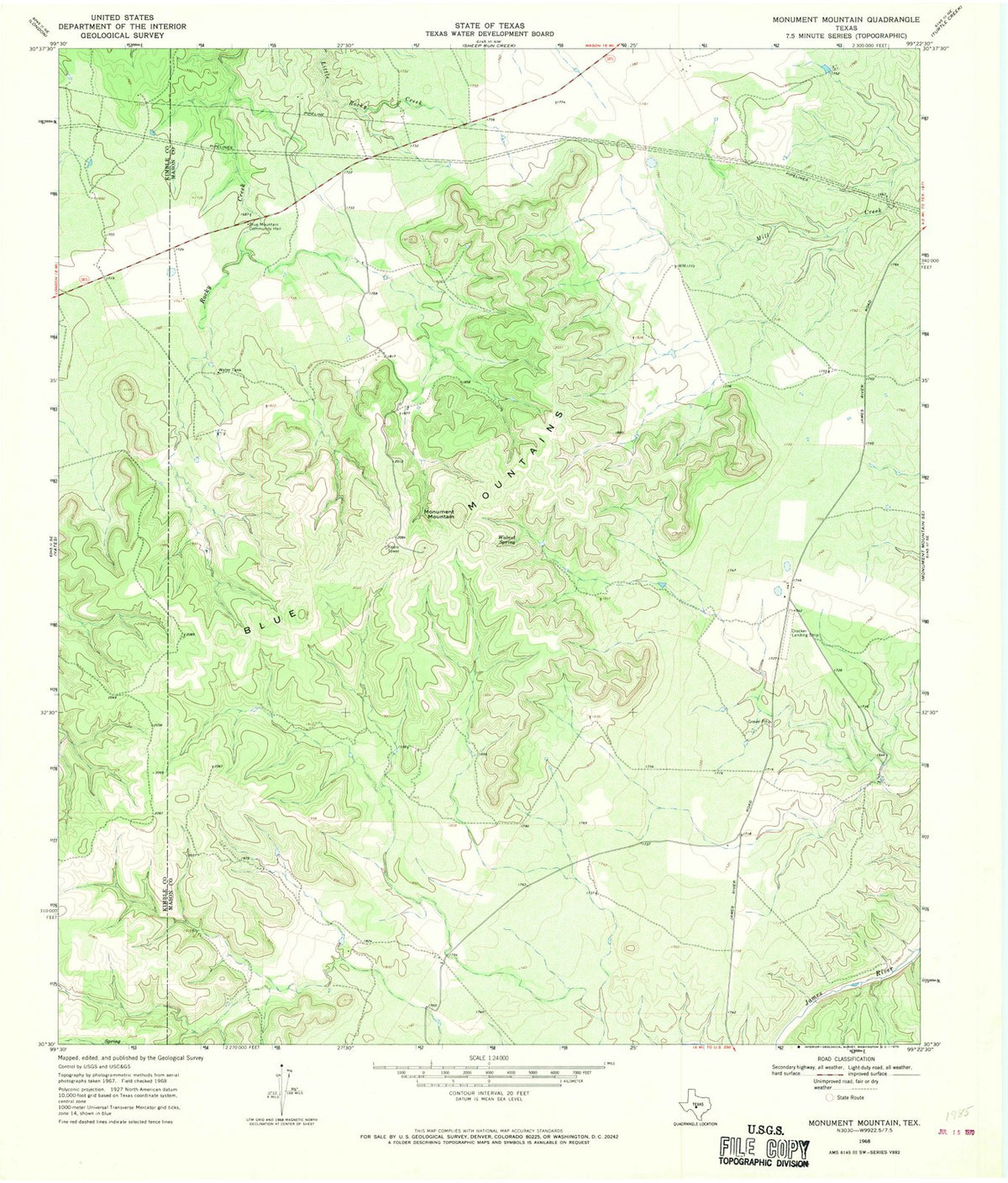 1968 Monument Mountain, TX - Texas - USGS Topographic Map