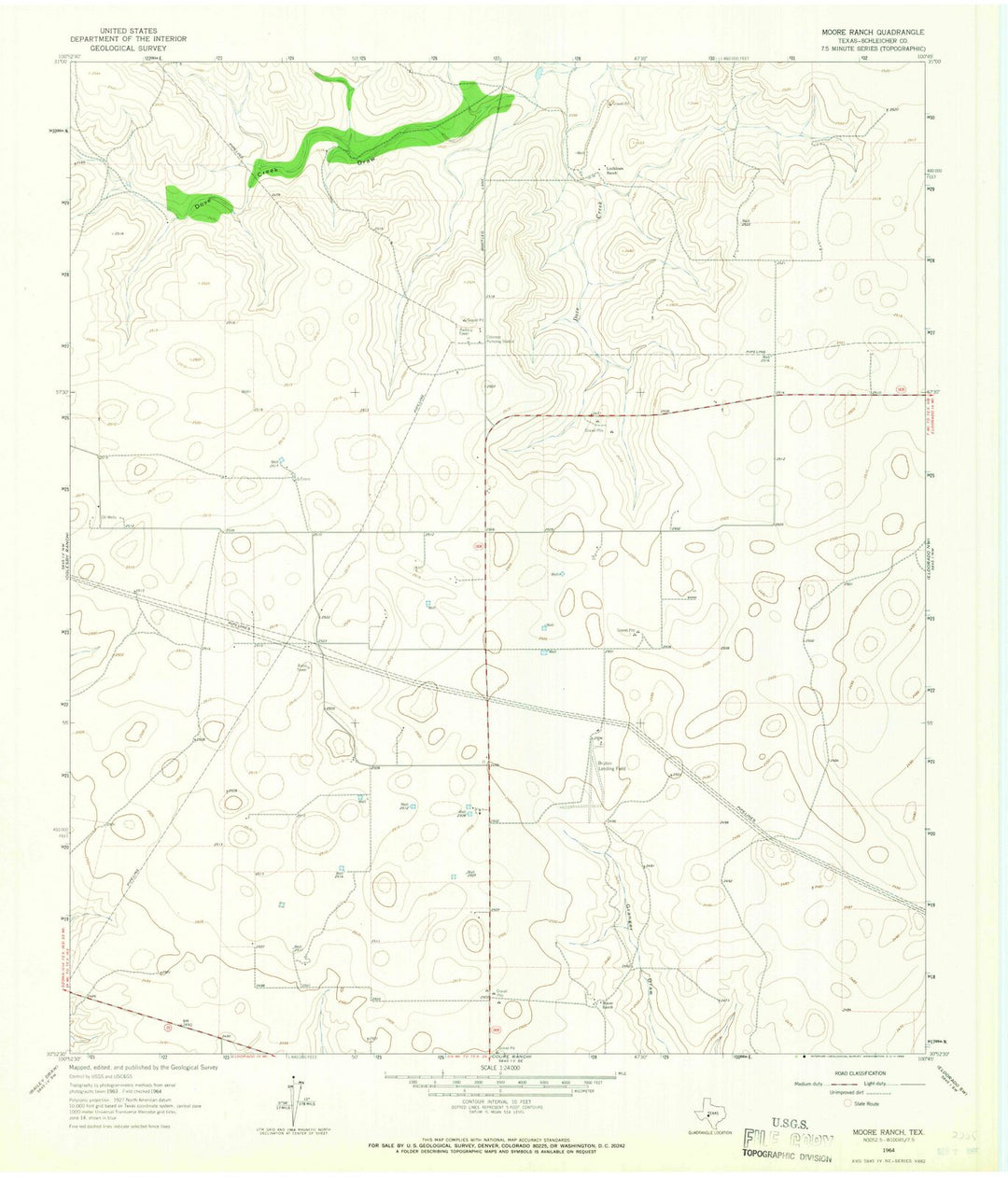 1964 Moore Ranch, TX - Texas - USGS Topographic Map