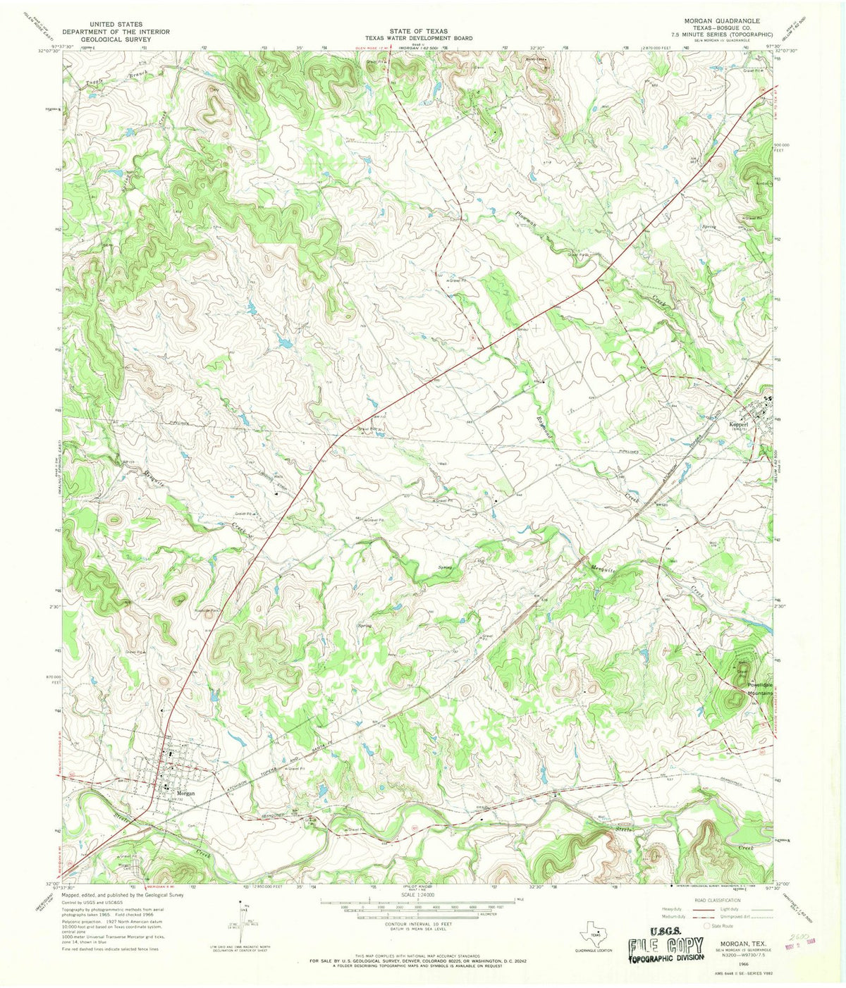 1966 Morgan, TX - Texas - USGS Topographic Map