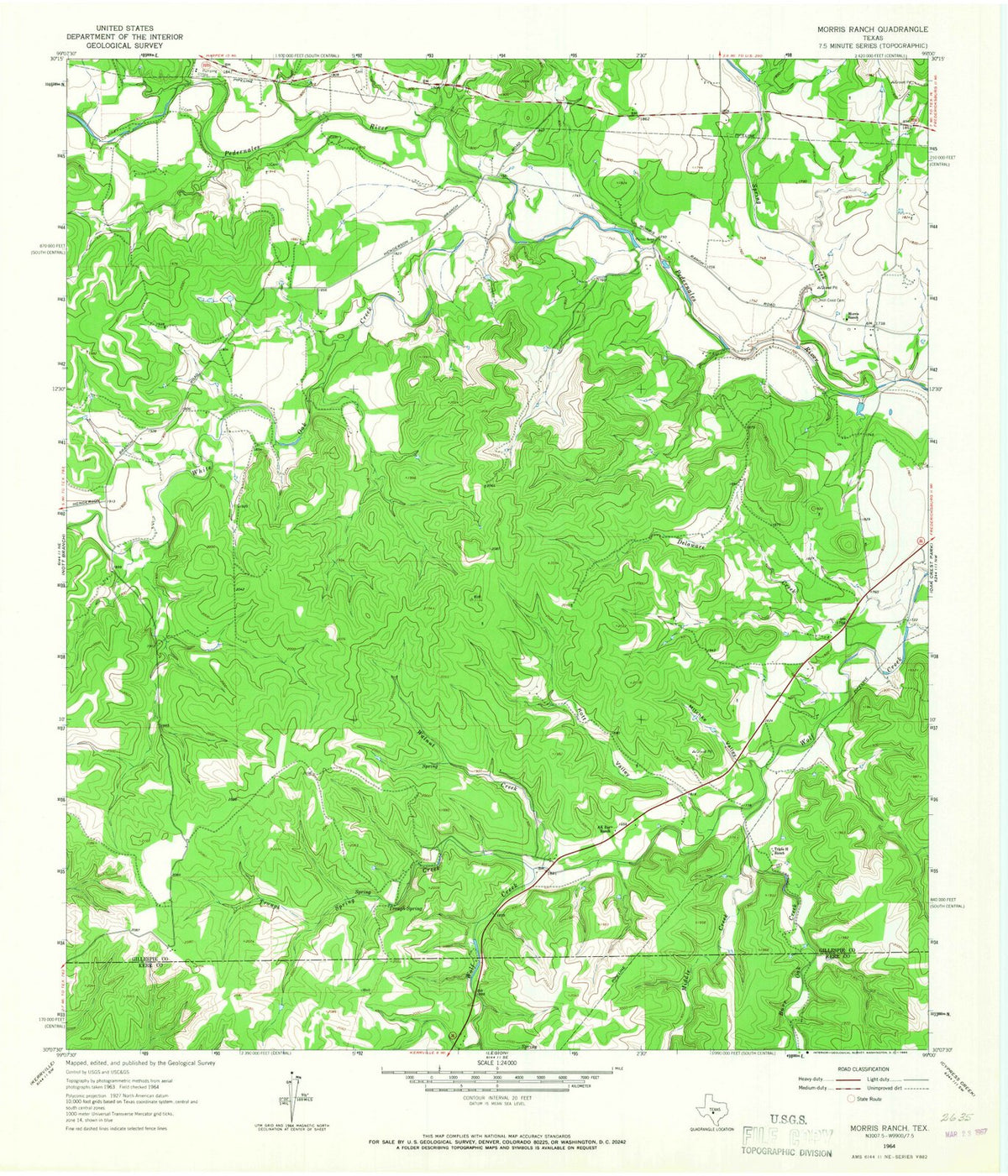 1964 Morris Ranch, TX - Texas - USGS Topographic Map