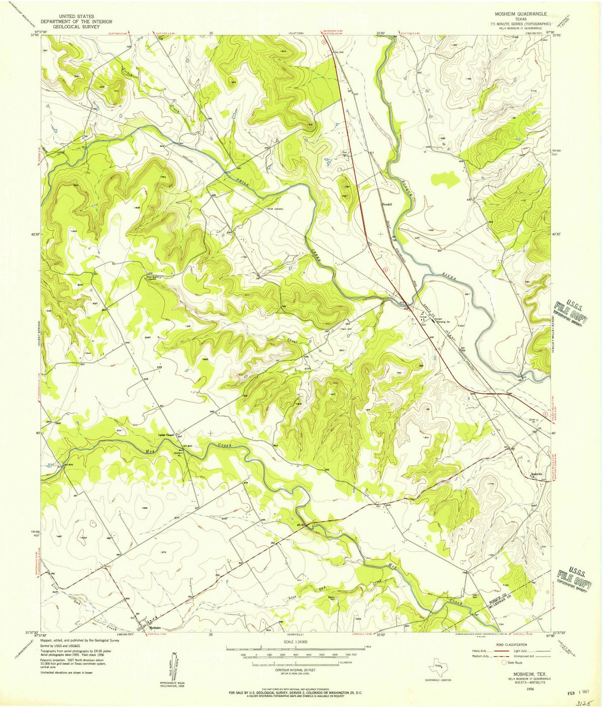 1956 Mosheim, TX - Texas - USGS Topographic Map v2