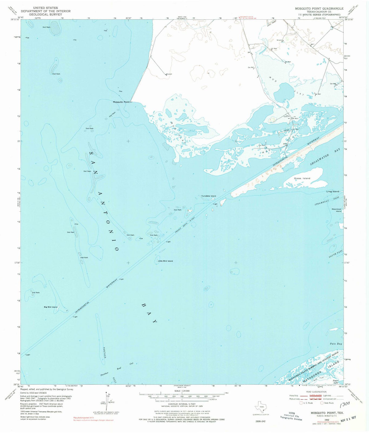 1952 Mosquito Point, TX - Texas - USGS Topographic Map