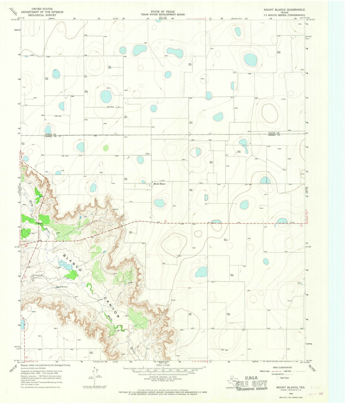 1966 Mount Blanco, TX - Texas - USGS Topographic Map