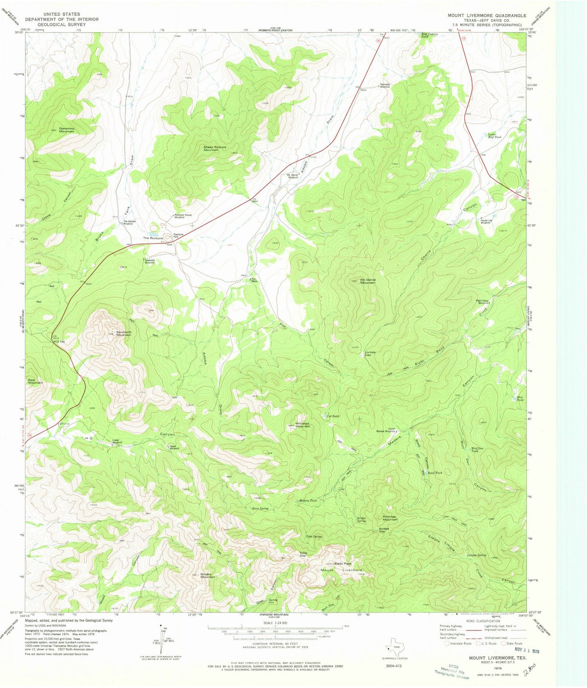 1978 Mount Livermore, TX - Texas - USGS Topographic Map