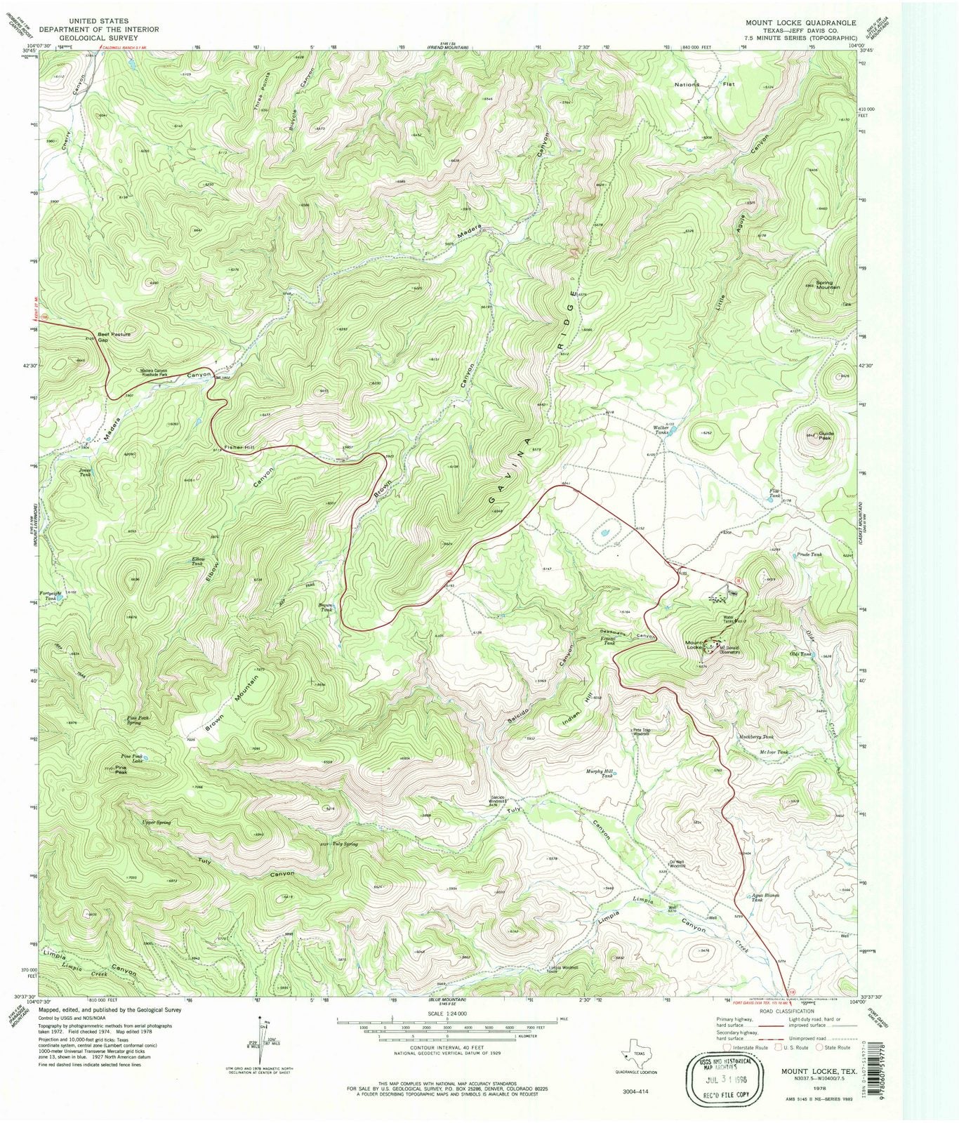 1978 Mount Locke, TX - Texas - USGS Topographic Map