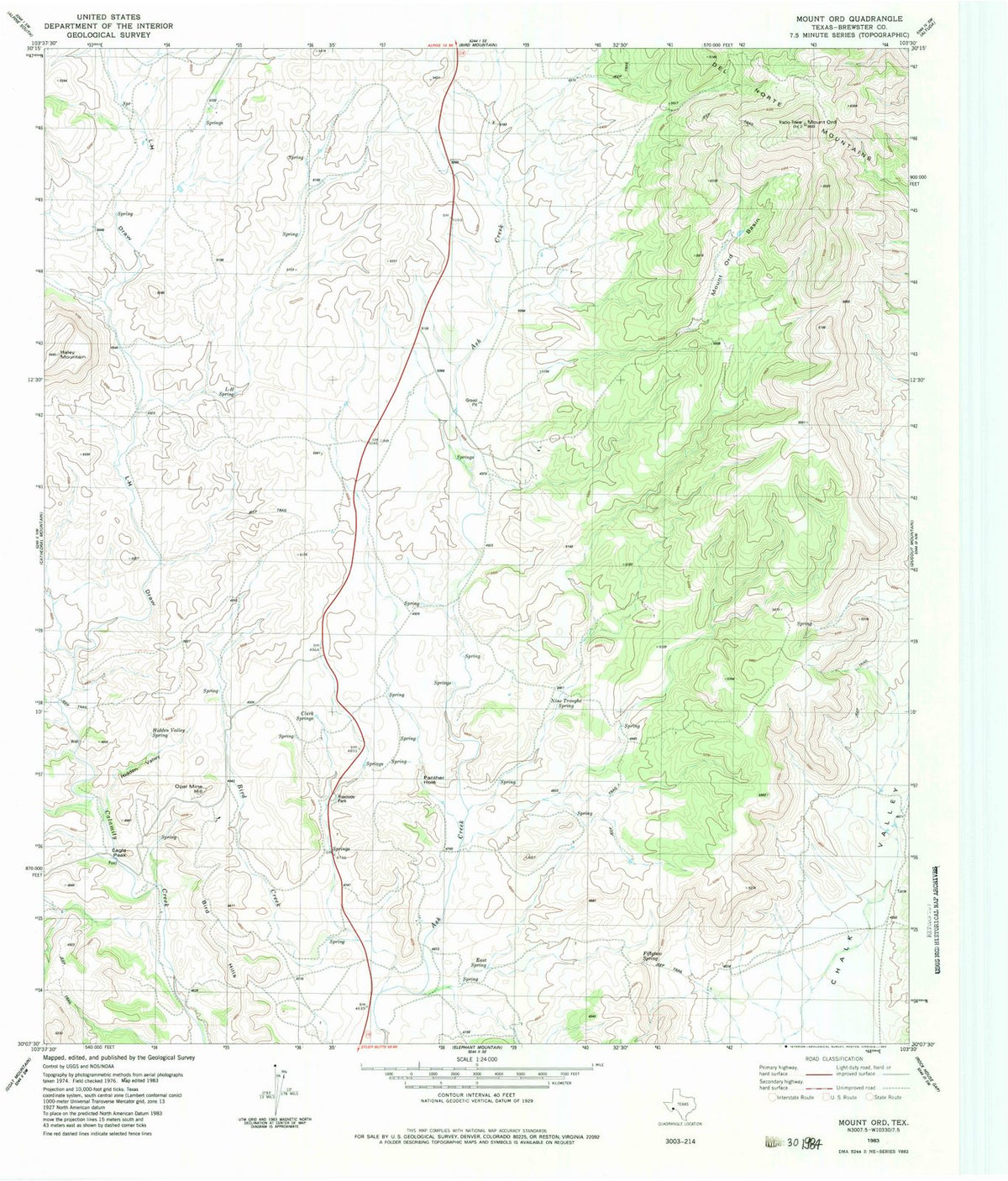 1983 Mount Ord, TX - Texas - USGS Topographic Map