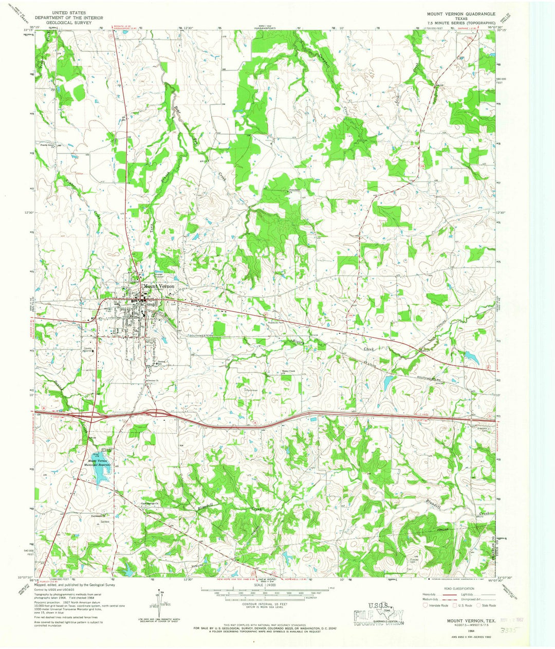 1964 Mount Vernon, TX - Texas - USGS Topographic Map