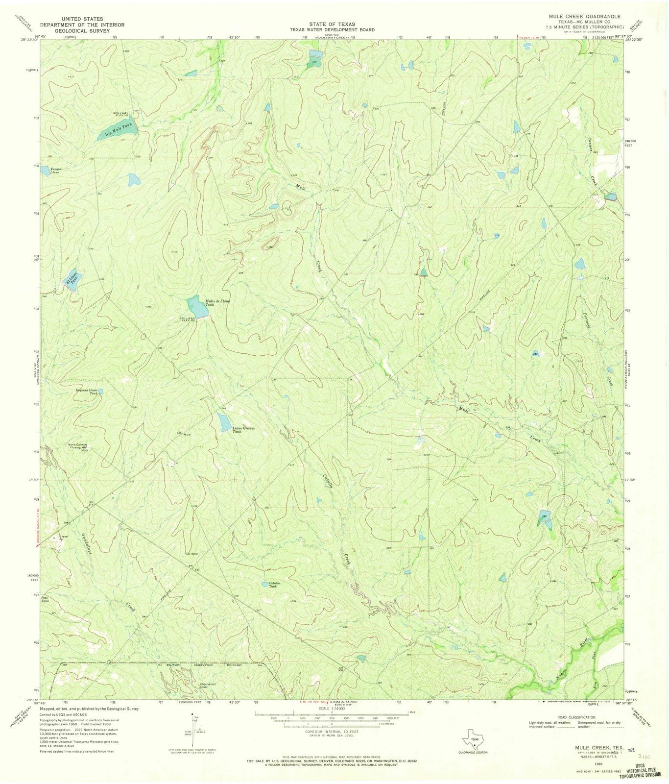 1969 Mule Creek, TX - Texas - USGS Topographic Map