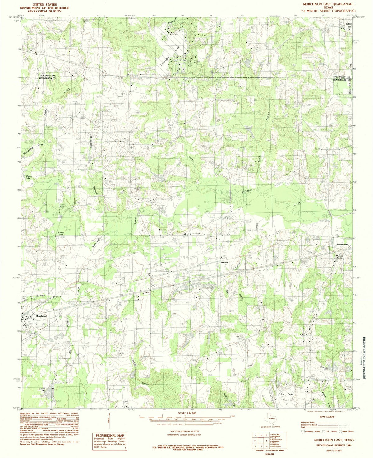 1984 Murchison East, TX - Texas - USGS Topographic Map