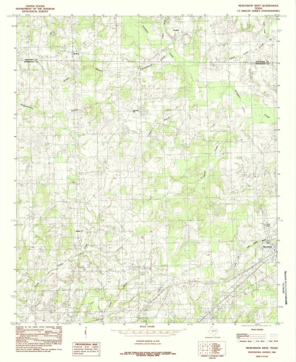 1984 Murchison West, TX - Texas - USGS Topographic Map