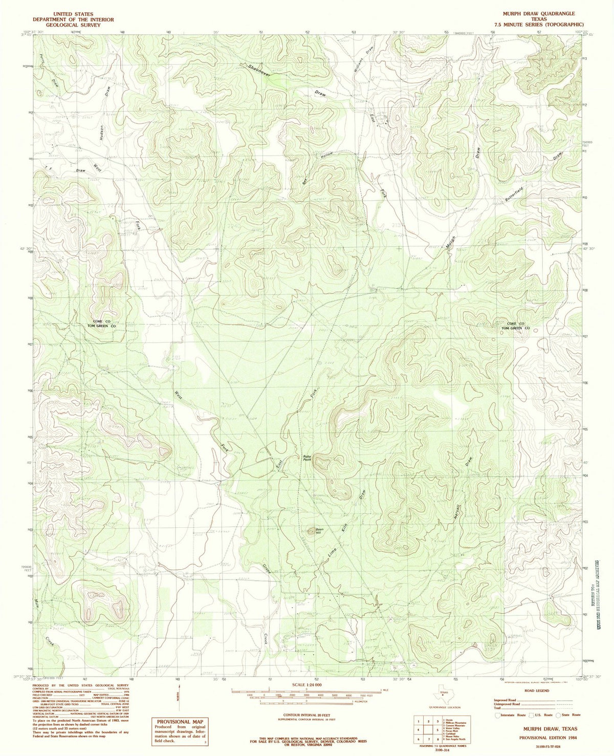 1984 Murphraw, TX - Texas - USGS Topographic Map