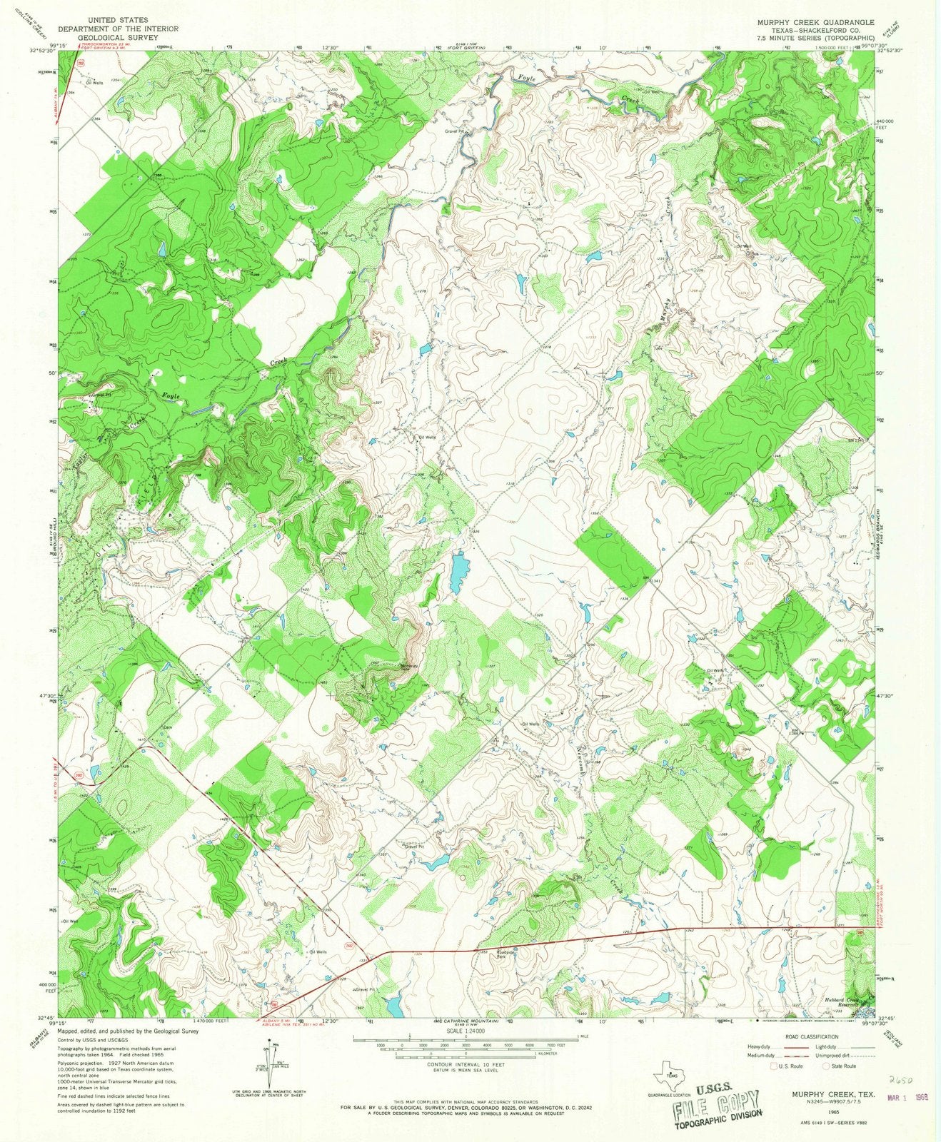 1965 Murphy Creek, TX - Texas - USGS Topographic Map