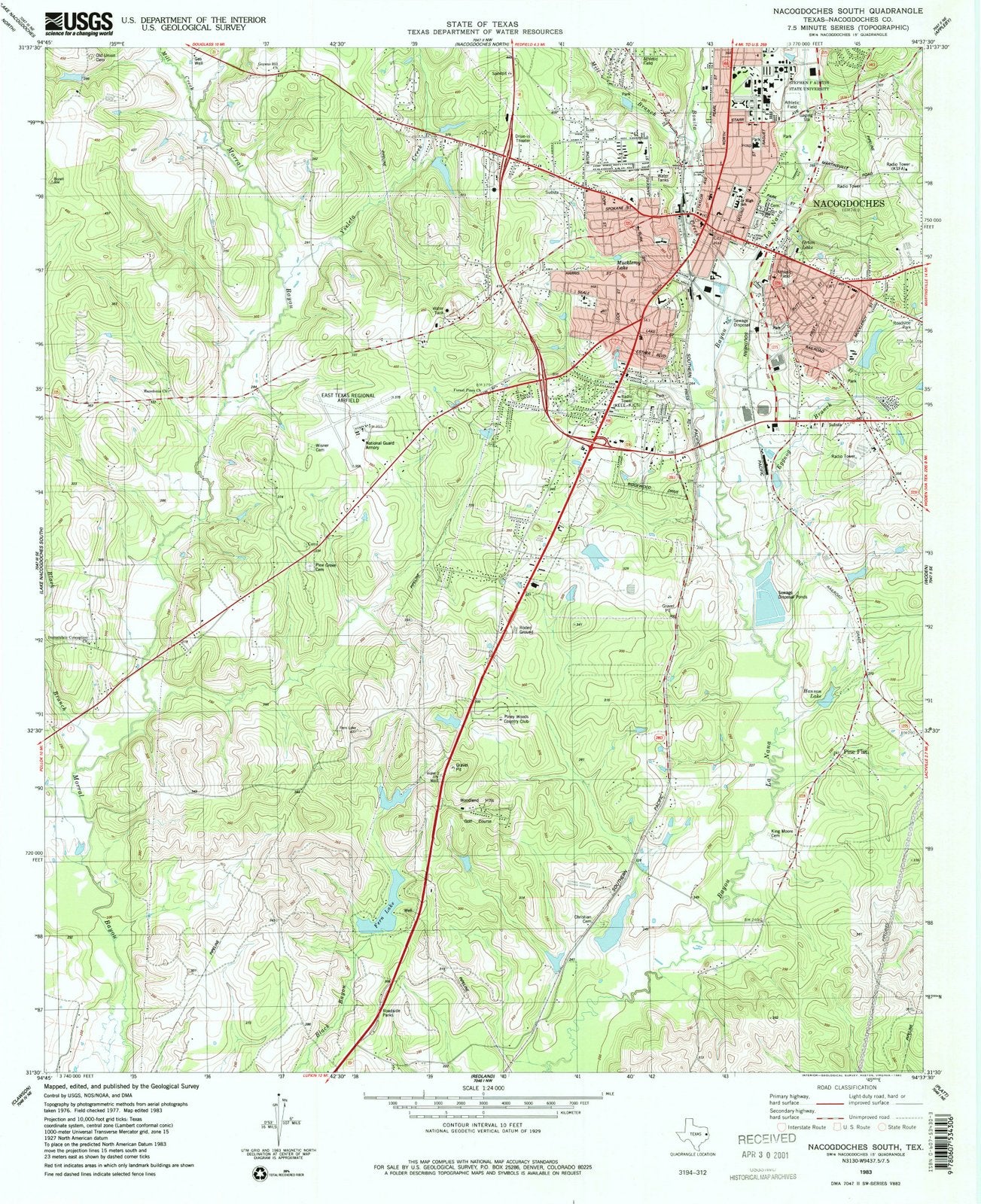 1983 Nacogdoches South, TX - Texas - USGS Topographic Map