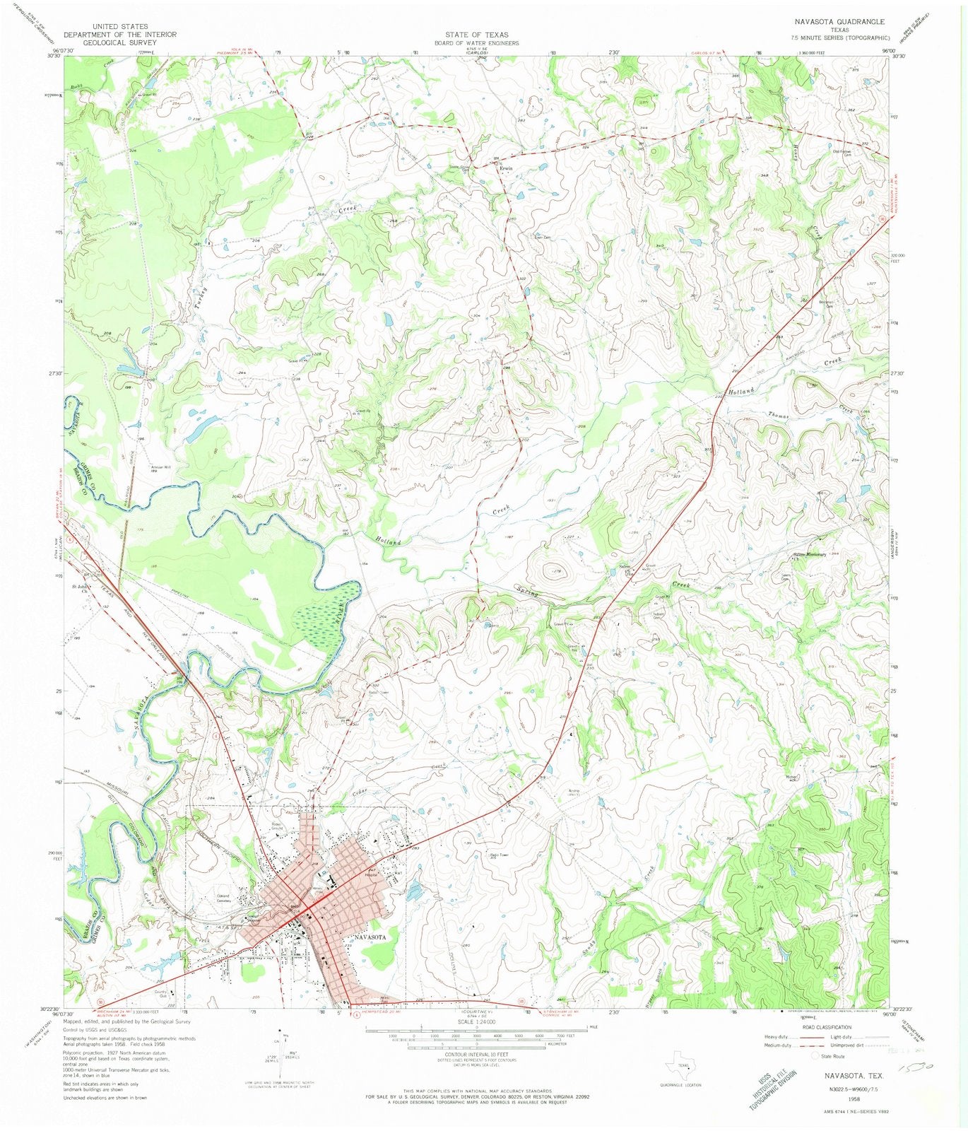 1958 Navasota, TX - Texas - USGS Topographic Map