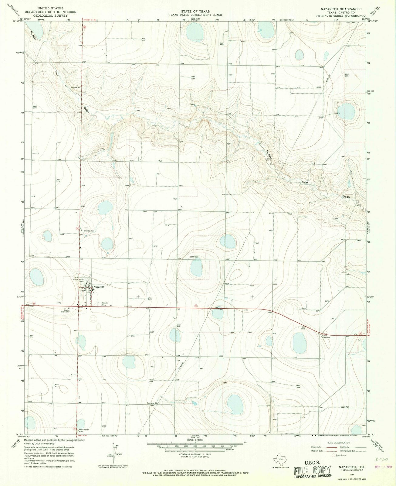 1965 Nazareth, TX - Texas - USGS Topographic Map