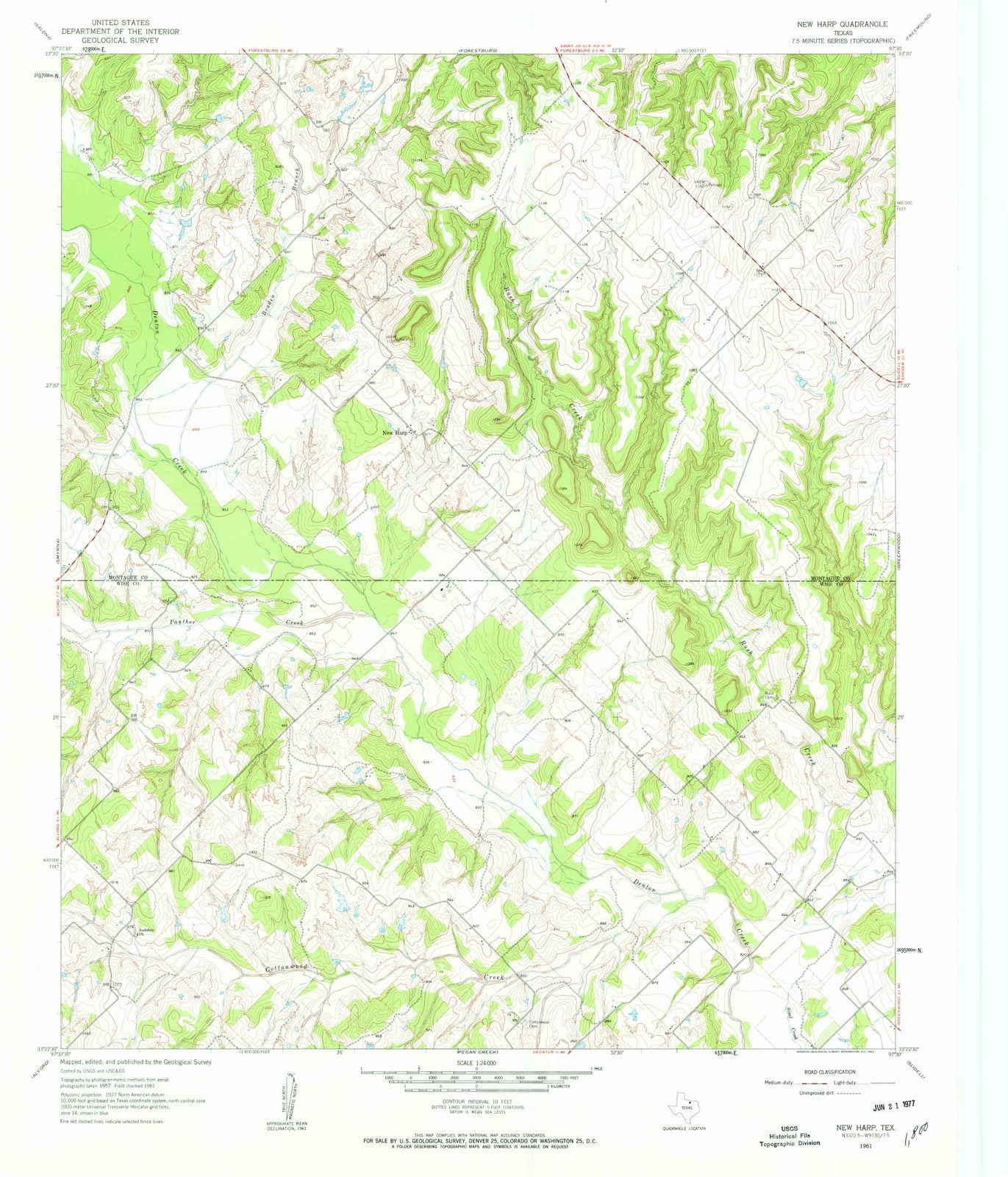1961 New Harp, TX - Texas - USGS Topographic Map