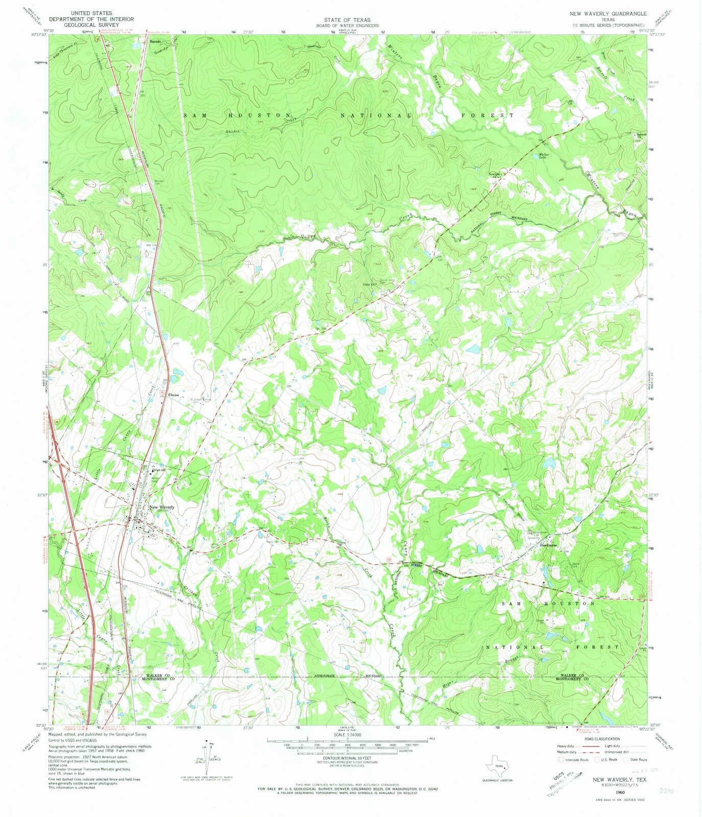 1960 New Waverly, TX - Texas - USGS Topographic Map