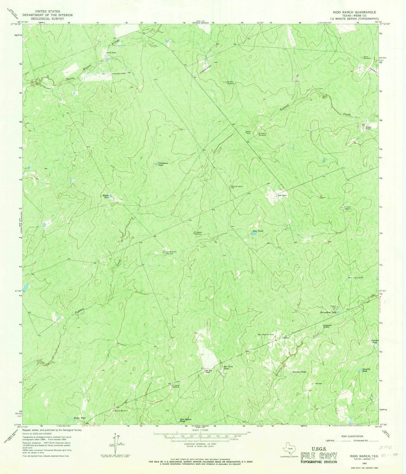 1965 Nido Ranch, TX - Texas - USGS Topographic Map