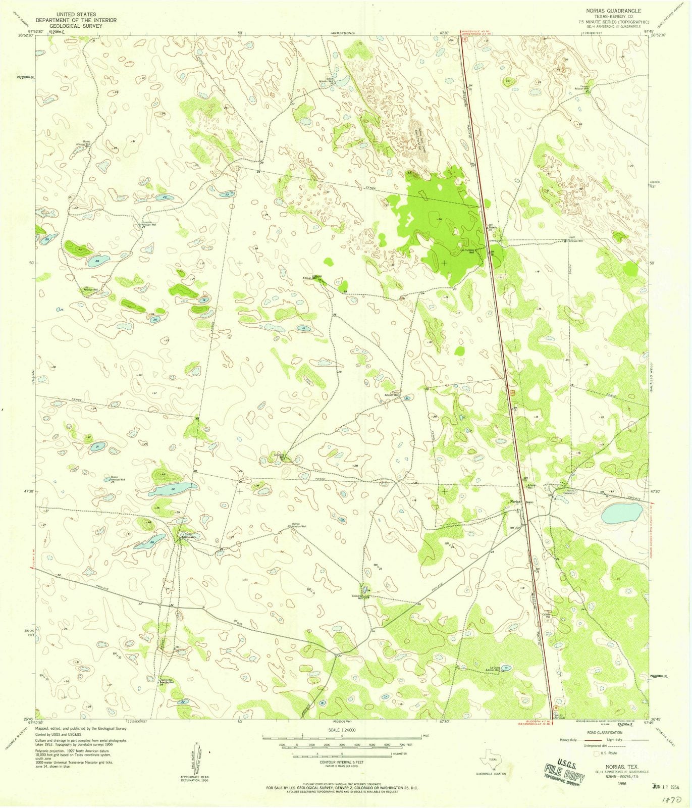 1956 Norias, TX - Texas - USGS Topographic Map