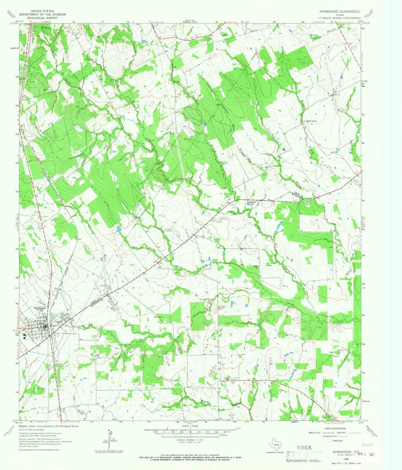 1964 Normangee, TX - Texas - USGS Topographic Map