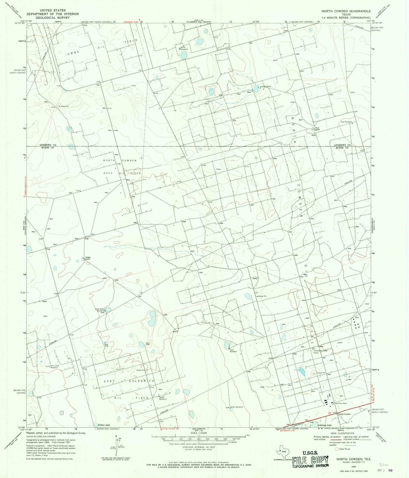 1967 North Cowden, TX - Texas - USGS Topographic Map