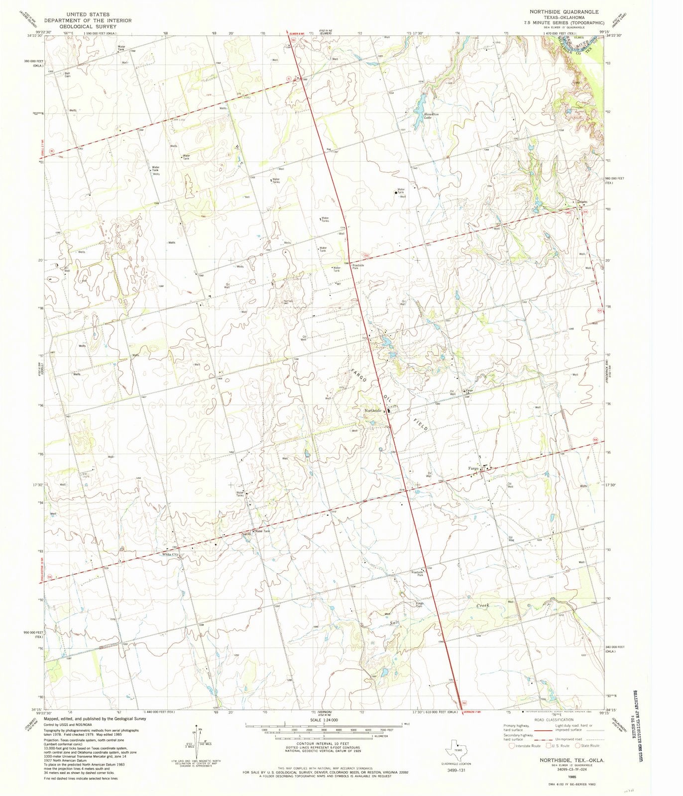 1985 Northside, TX - Texas - USGS Topographic Map
