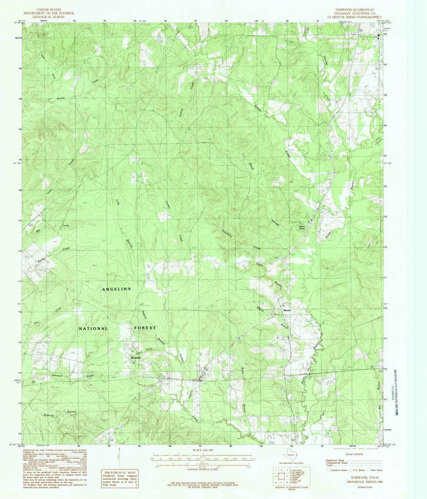 1984 Norwood, TX - Texas - USGS Topographic Map